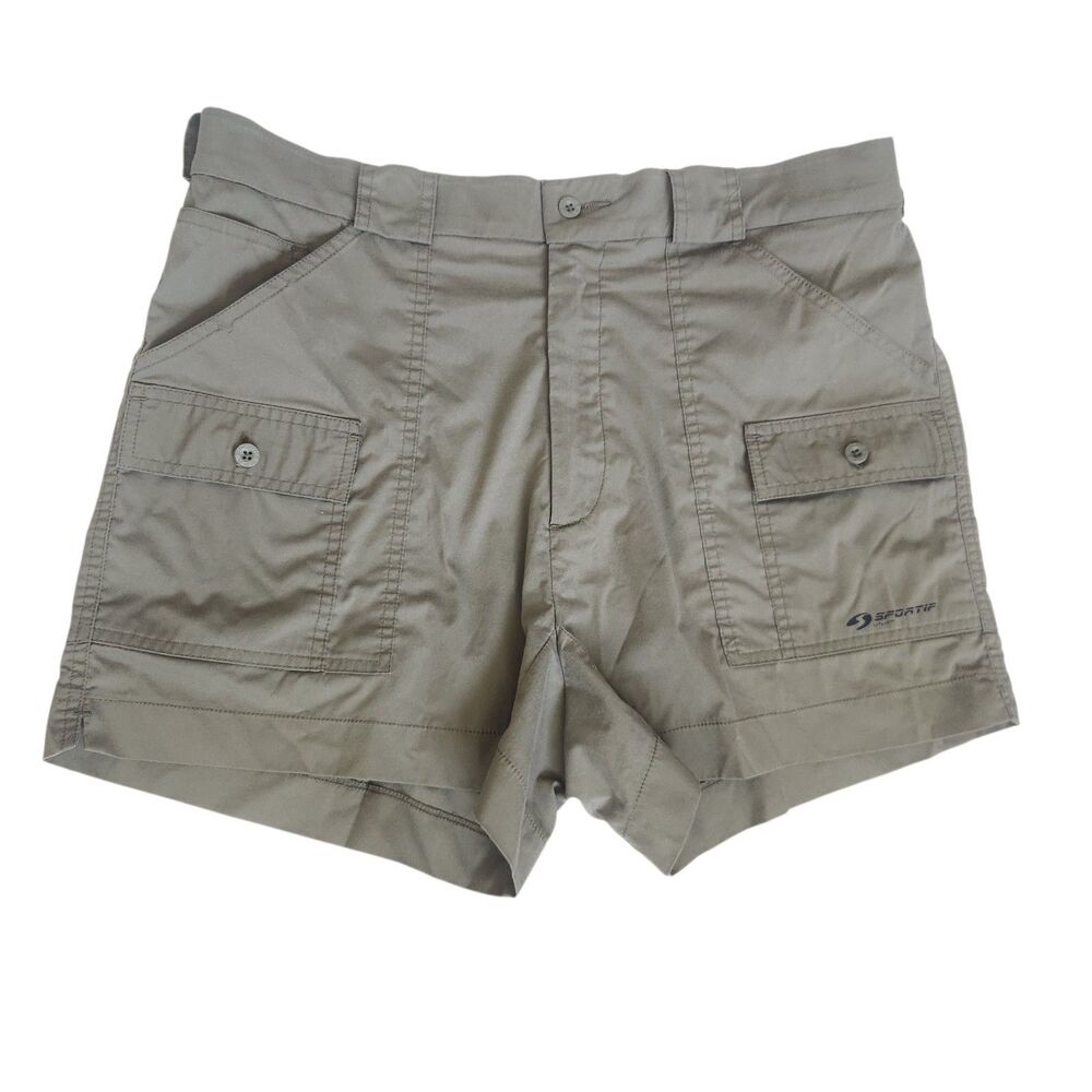 SPORTIF Men's Original 7 Pocket Stretch Cargo Boating Shorts 36 Green 4" Sailing